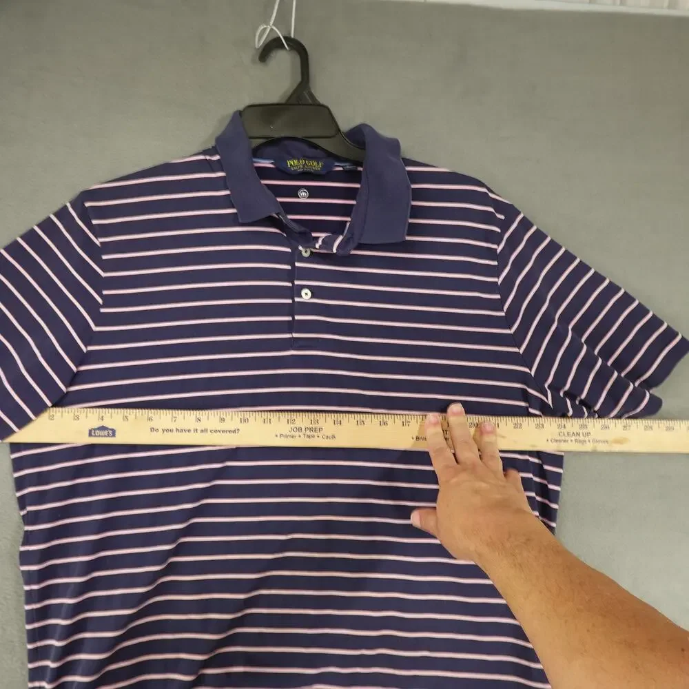 Polo Golf Ralph Lauren Performance Striped Blue Purple‎ Shirt XL Faded